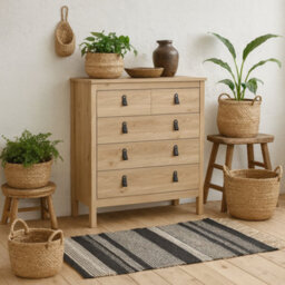 Wyld Haus Wildberry Natural Oak 5-Drawer Chest With Leather Strap Handles - thumbnail 2