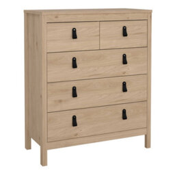 Wyld Haus Wildberry Natural Oak 5-Drawer Chest With Leather Strap Handles - thumbnail 3