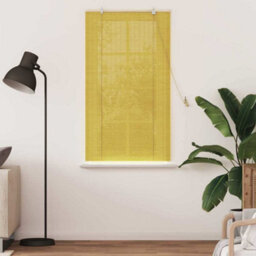 Berkfield Window Blinds & Shades With Curtains Manual Yellow Bamboo - thumbnail 3