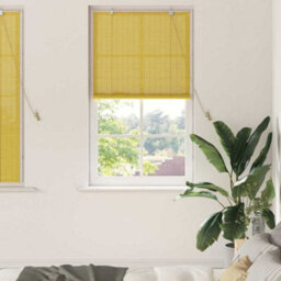 Berkfield Window Blinds & Shades With Curtains Manual Yellow Bamboo