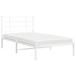 Berkfield Metal Bed Frame Without Mattress With Headboard White 100X190Cm - thumbnail 4