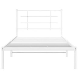 Berkfield Metal Bed Frame Without Mattress With Headboard White 100X190Cm - thumbnail 5