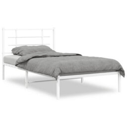 Berkfield Metal Bed Frame Without Mattress With Headboard White 100X190Cm - thumbnail 2
