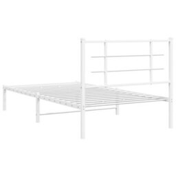 Berkfield Metal Bed Frame Without Mattress With Headboard White 100X190Cm - thumbnail 7