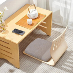 Grey Floor Chair Tatami Chair Chair Legless Chair Padded Seat With Backrest & Cushion - thumbnail 2
