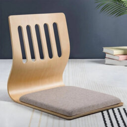 Grey Floor Chair Tatami Chair Chair Legless Chair Padded Seat With Backrest & Cushion - thumbnail 1