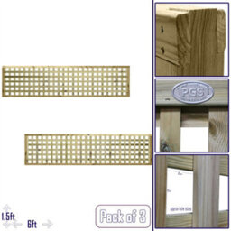Premier Garden Supplies Urban Square Trellis Pack Of 3 W.6Ft (183Cm) X H.1.5Ft (45Cm) Wooden Framed Plant Support Lattice