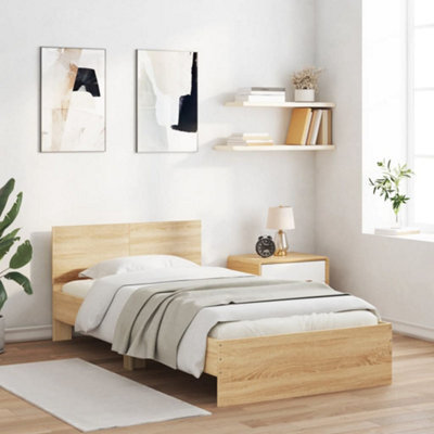 Berkfield Bed Frame Without Mattress With Headboard Sonoma Oak 100X200 Cm - image 1
