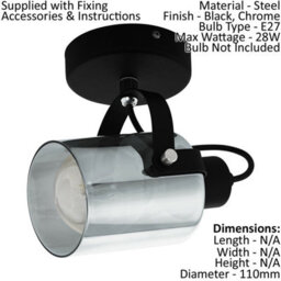 Modern Black Chrome Wall Light Sconce With Transparent Glass Shade - 2 Pack - thumbnail 2