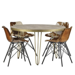 Buttercup Farm Light Gold Round Dining Table - Solid Mango Wood - L120 X W120 X H76 Cm - thumbnail 6