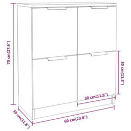 Berkfield Sideboards 2 Pcs White 60X30X70 Cm Engineered Wood - thumbnail 7