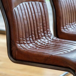Xample Gallery Capri Brown Leather Dining Chair Cantilever Frame Top Grain Leather Modern Kitchen Dining Seating Chair - thumbnail 4