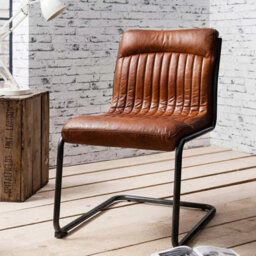 Xample Gallery Capri Brown Leather Dining Chair Cantilever Frame Top Grain Leather Modern Kitchen Dining Seating Chair - thumbnail 1