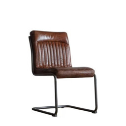 Xample Gallery Capri Brown Leather Dining Chair Cantilever Frame Top Grain Leather Modern Kitchen Dining Seating Chair - thumbnail 8