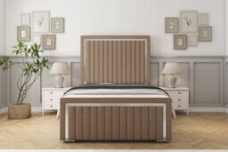"Sloomy Boston Chrome Mink Plush Bed Frame With Mattress With 50"" Upholstered Headboard 3' Single" - thumbnail 1