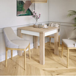 Heze Furniture Fonte 85 Modern Extending Dining Table - Sonoma Oak & White Matt - thumbnail 1