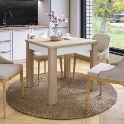 Heze Furniture Fonte 85 Modern Extending Dining Table - Sonoma Oak & White Matt - thumbnail 4