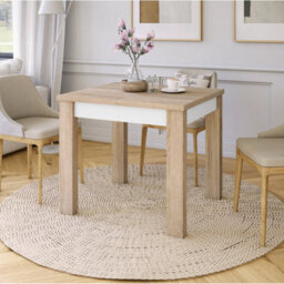 Heze Furniture Fonte 85 Modern Extending Dining Table - Sonoma Oak & White Matt - thumbnail 5