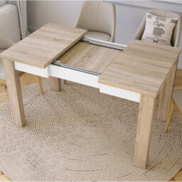 Heze Furniture Fonte 85 Modern Extending Dining Table - Sonoma Oak & White Matt - thumbnail 3