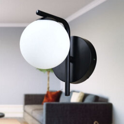 First Choice Lighting Set Of 2 Grosvenor  - Black Wall Lights With Glass Globes - thumbnail 6