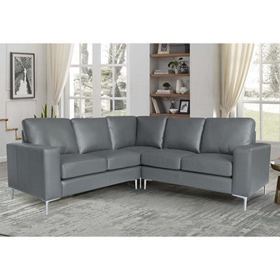 Furniture in Fashion Baltic Faux Leather Corner Sofa In Dark Grey - image 1