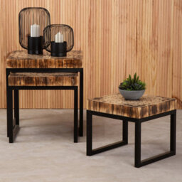 Orsina Set Of 3 Nested Wooden Tables, Wood Oval Tops With Sculptural Gold Finish Metal Legs, Occasional Tables
