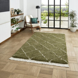 Green Geometric Shaggy Rug, Stain-Resistant 45mm Thick Modern Rug For Bedroom, Living Room, & Dining Room-200Cm X 290Cm - thumbnail 2