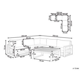 Beliani Acacia 5-Seater Modular Outdoor Corner Sofa Set With Coffee Table, Light Brown L252 X D252 X H72Cm - thumbnail 3