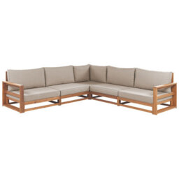Beliani Acacia 5-Seater Modular Outdoor Corner Sofa Set With Coffee Table, Light Brown L252 X D252 X H72Cm - thumbnail 4