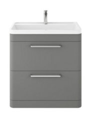 Hudson Reed Solar Floor Standing 2 Drawer Vanity Unit & Polymarble Basin, Cool Grey Matt, 800 X 840 X 450mm - thumbnail 1