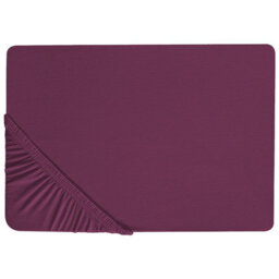 Beliani Fitted Sheet Janbu Cotton 160 X 200 Cm Burgundy