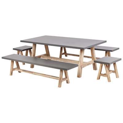 Beliani Garden Dining Set With Benches 8 Seater Tonnare Concrete Grey - image 1