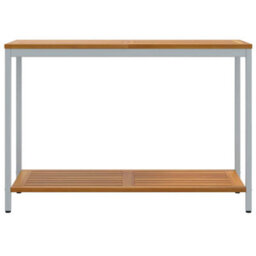 Berkfield Outdoor Table Natural & Grey 35X110X75 Cm Solid Wood And Steel - thumbnail 5