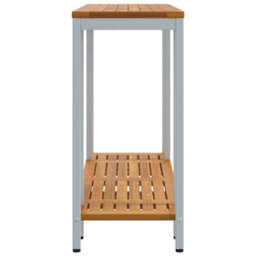 Berkfield Outdoor Table Natural & Grey 35X110X75 Cm Solid Wood And Steel - thumbnail 6