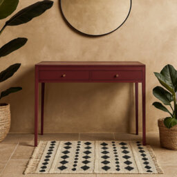 Wyld Haus Buenos Aires Plum Red Wood Grain Two Drawer Desk - thumbnail 2