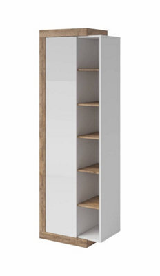 Arte Sleek Sintra 05 Tall Cabinet 67Cm - White Gloss & Oak Sandal: Versatile Storage For Contemporary Living Spaces - image 1