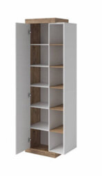 Arte Sleek Sintra 05 Tall Cabinet 67Cm - White Gloss & Oak Sandal: Versatile Storage For Contemporary Living Spaces - thumbnail 2