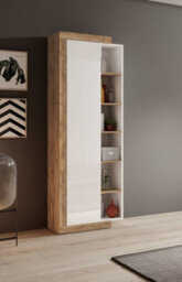 Arte Sleek Sintra 05 Tall Cabinet 67Cm - White Gloss & Oak Sandal: Versatile Storage For Contemporary Living Spaces - thumbnail 3