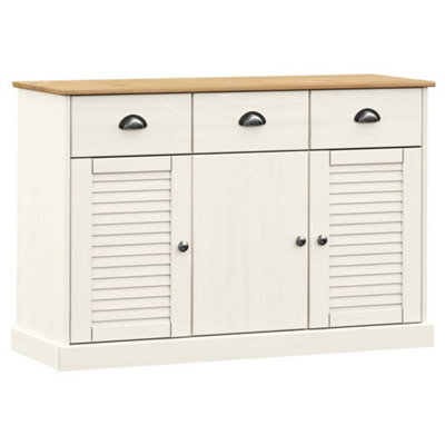 Berkfield Durable Sideboard With Drawers Vigo 113X40X75 Cm White Solid Wood Pine - image 1