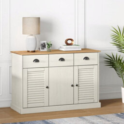Berkfield Durable Sideboard With Drawers Vigo 113X40X75 Cm White Solid Wood Pine - thumbnail 2