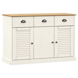Berkfield Durable Sideboard With Drawers Vigo 113X40X75 Cm White Solid Wood Pine