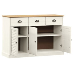 Berkfield Durable Sideboard With Drawers Vigo 113X40X75 Cm White Solid Wood Pine - thumbnail 4