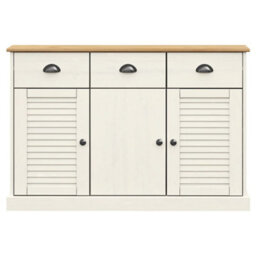 Berkfield Durable Sideboard With Drawers Vigo 113X40X75 Cm White Solid Wood Pine - thumbnail 5