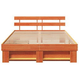 Berkfield Modern With Headboard Wax Brown 140 X 200 Cm Solid Pine Wood - thumbnail 8