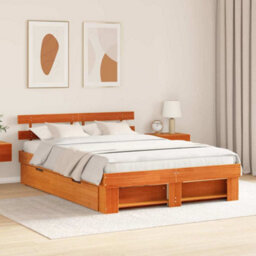 Berkfield Modern With Headboard Wax Brown 140 X 200 Cm Solid Pine Wood - thumbnail 2