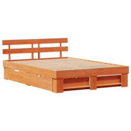 Berkfield Modern With Headboard Wax Brown 140 X 200 Cm Solid Pine Wood - thumbnail 1