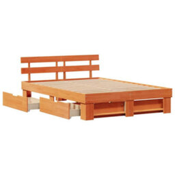 Berkfield Modern With Headboard Wax Brown 140 X 200 Cm Solid Pine Wood - thumbnail 6