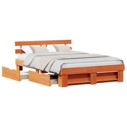 Berkfield Modern With Headboard Wax Brown 140 X 200 Cm Solid Pine Wood - thumbnail 3