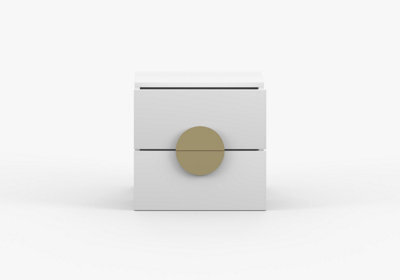Arte White Matte Bedside Table Pearl 45Cm - Sleek Storage With Elegant Handles - image 1