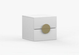 Arte White Matte Bedside Table Pearl 45Cm - Sleek Storage With Elegant Handles - thumbnail 2